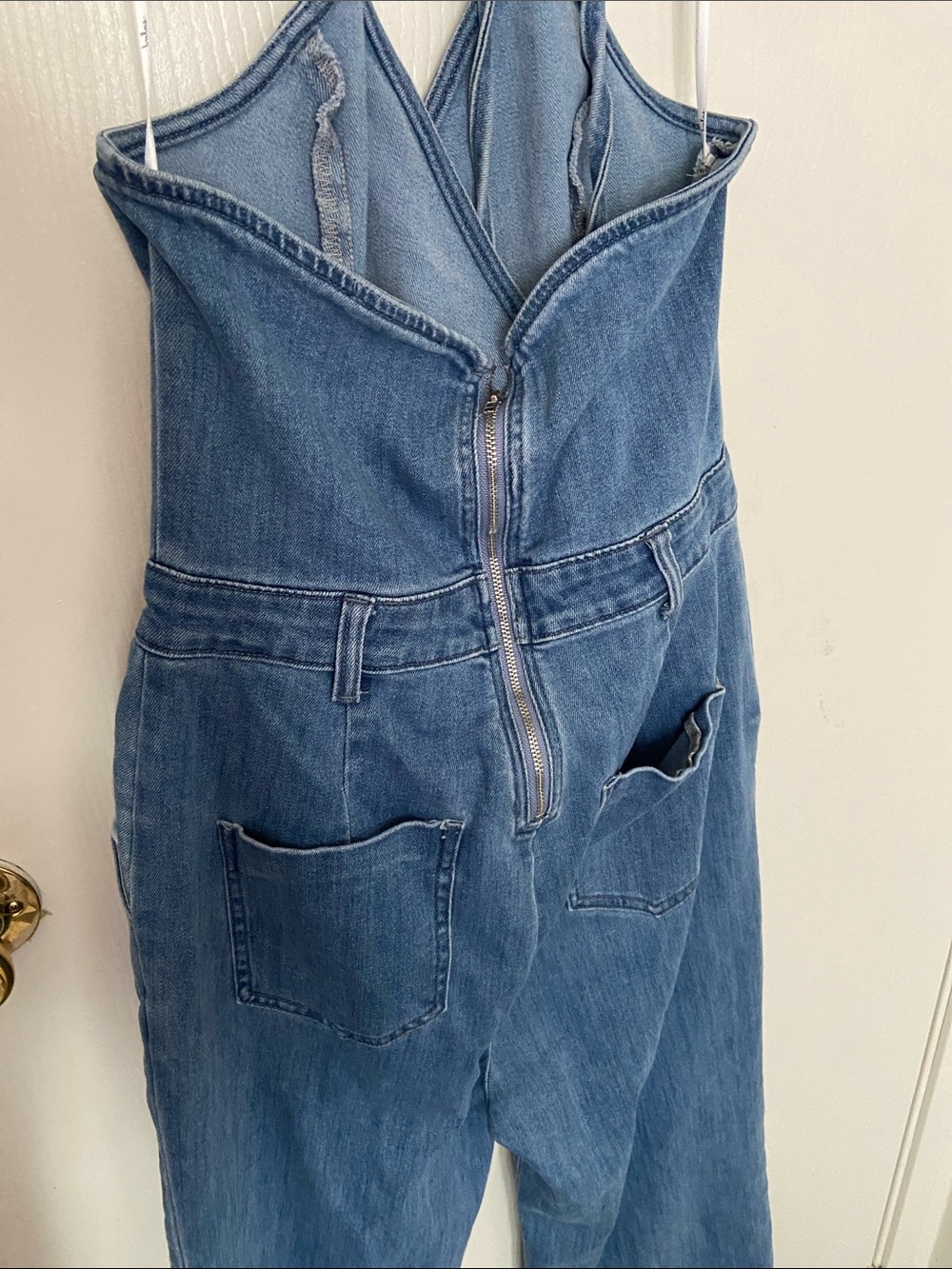 Lulu's Blue Chambray Crossover Denim Overalls - Picture 3 of 6